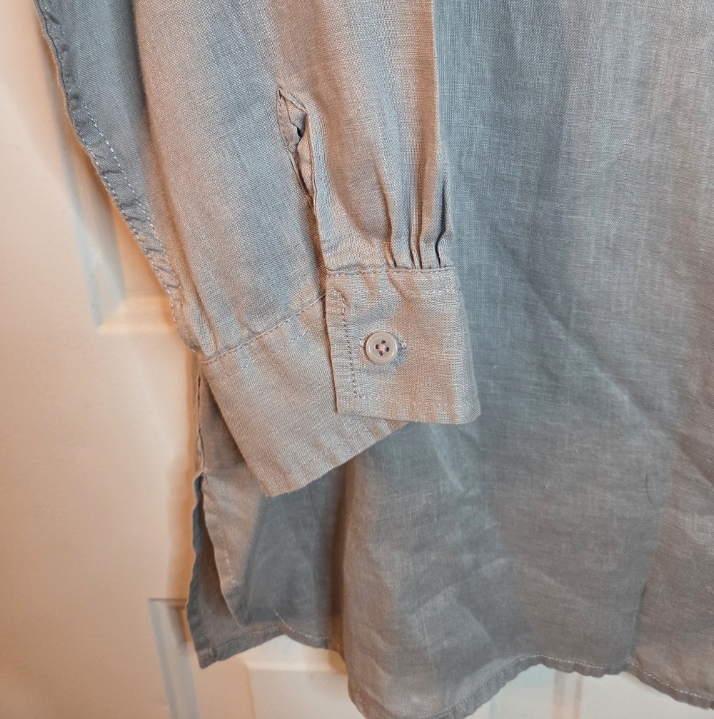 Garnet Hill Womens 100% Linen Long Sleeve Shirt Dress Tan Size L - Picture 4 of 7
